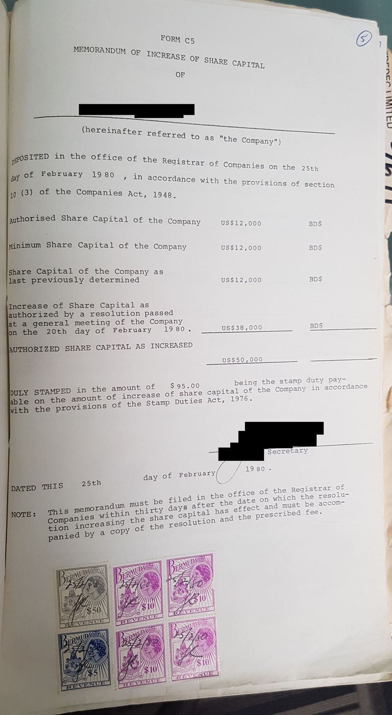 Sample Memorandum Increase Share Capital Bermuda